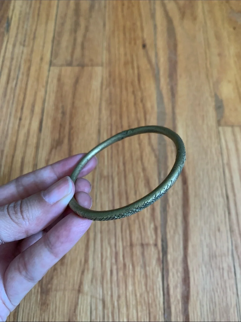 Brass Textured Bangle Bracelet - Women Accessories